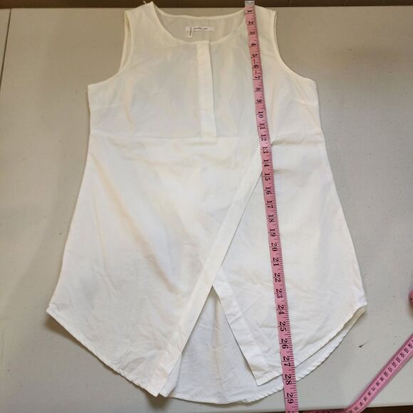 Derek Lam Tank Top Womens 10 White Crosby Top Half Button Front V Split Hem - Picture 7 of 11